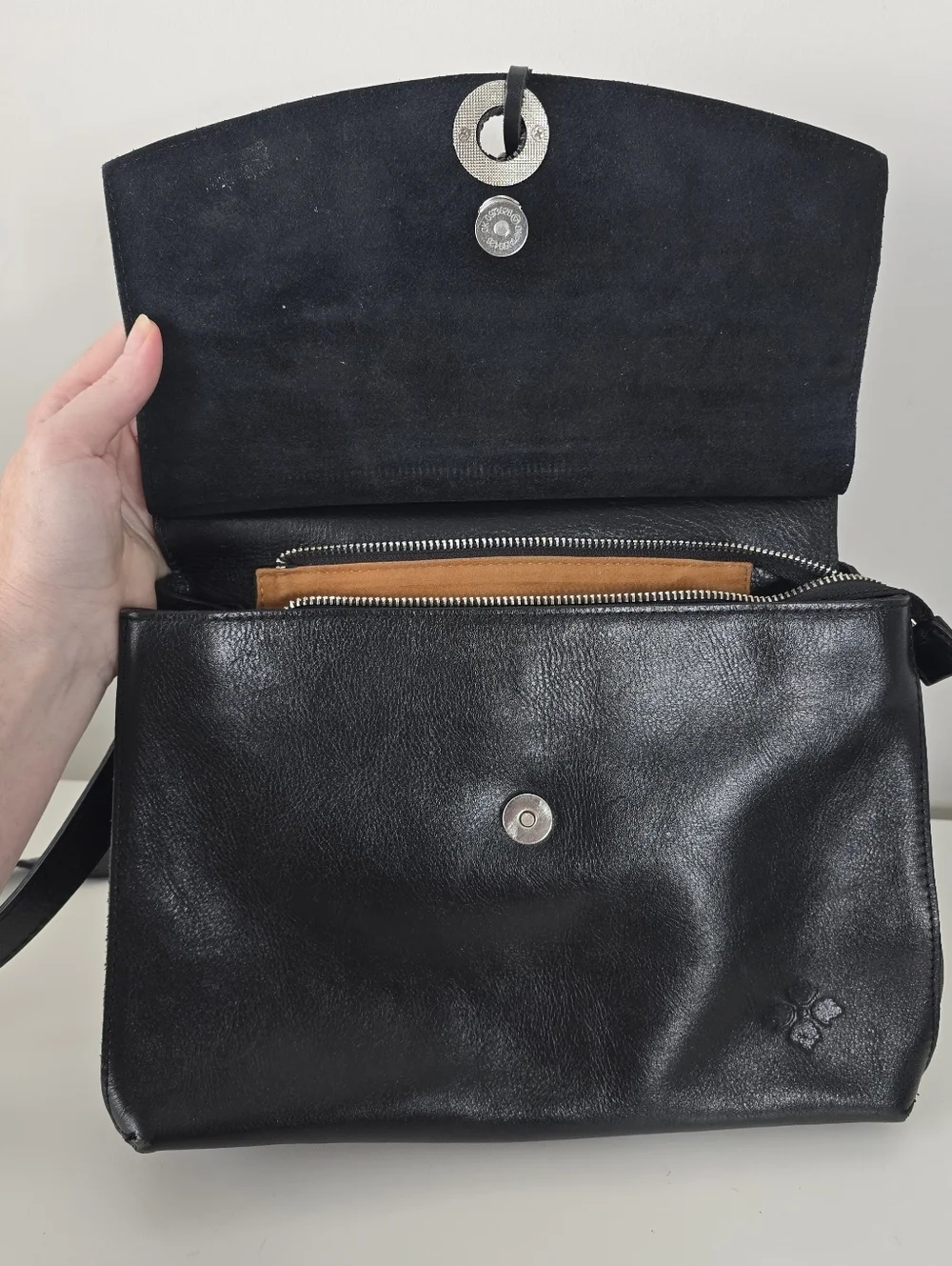 Patricia Nash Mollia Leather Top Handle Satchel Black Tassel